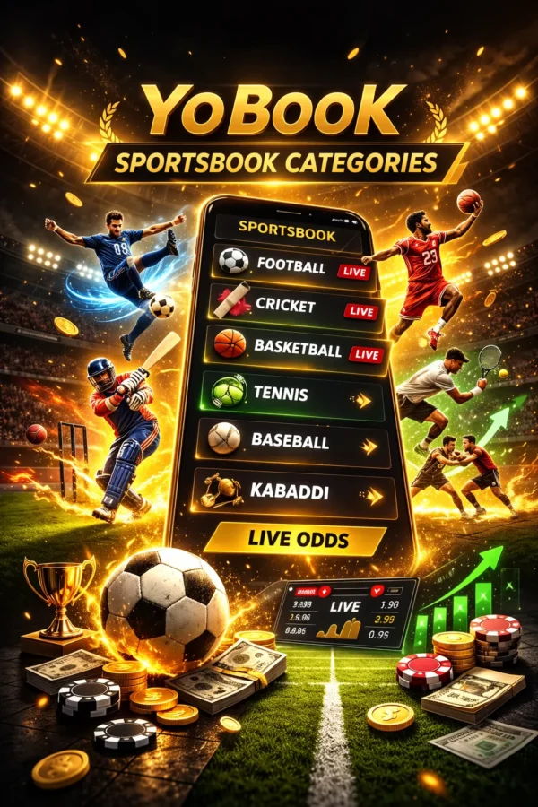 YoBook sportsbook categories including cricket football tennis betting