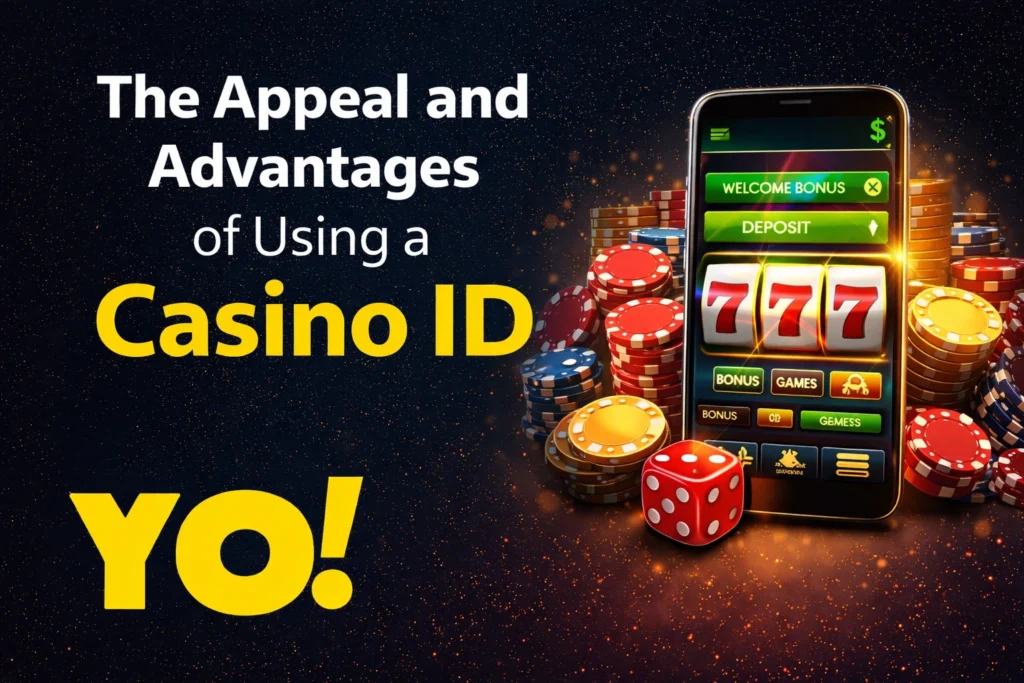 Advantages of using a Casino ID in online gaming with YO logo showing convenience and rewards