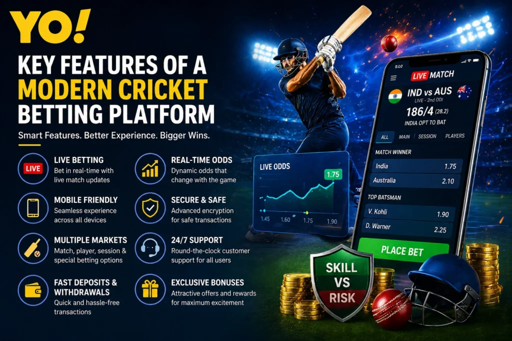 Key features of a modern Cricket Betting Platform with live betting, analytics, and mobile access