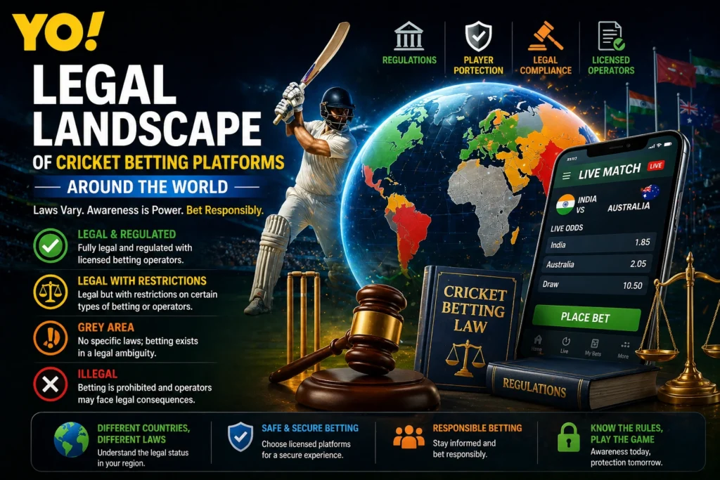 Legal landscape of cricket betting platforms around the world with global regulations and online betting laws