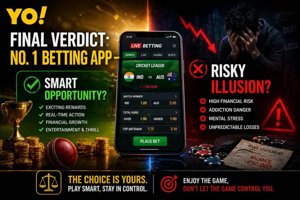 No. 1 betting app final verdict showing opportunity versus risky illusion in online gaming