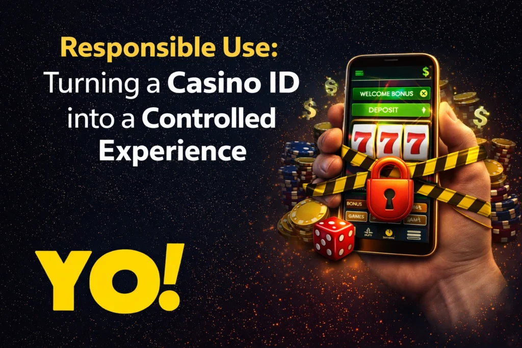 Responsible use of Casino ID showing controlled gaming experience with security and YO logo