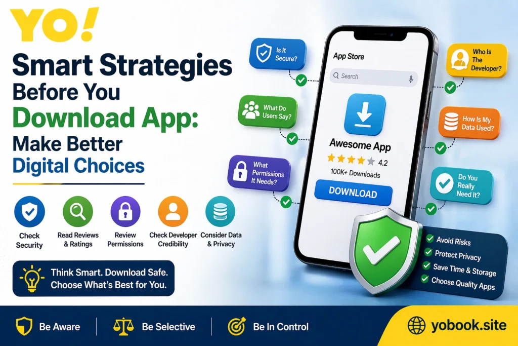 Smart strategies before you download app showing safe and better digital choices with mobile usage