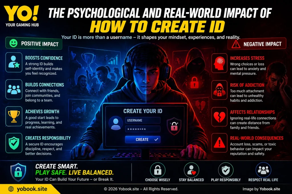 Psychological and real world impact of how to create ID in online gaming showing positive and negative effects on gamers