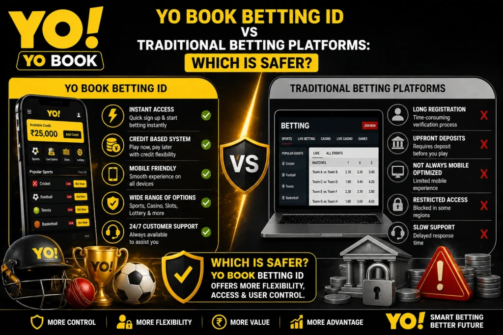 YO BOOK Betting ID vs traditional betting platforms comparison showing which is safer in online gaming